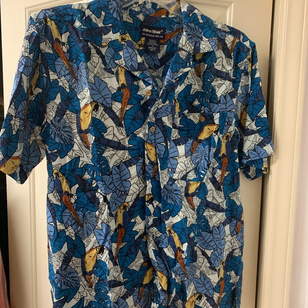 John Blair Sz Small Tropical Bird Hawaiian Shirt